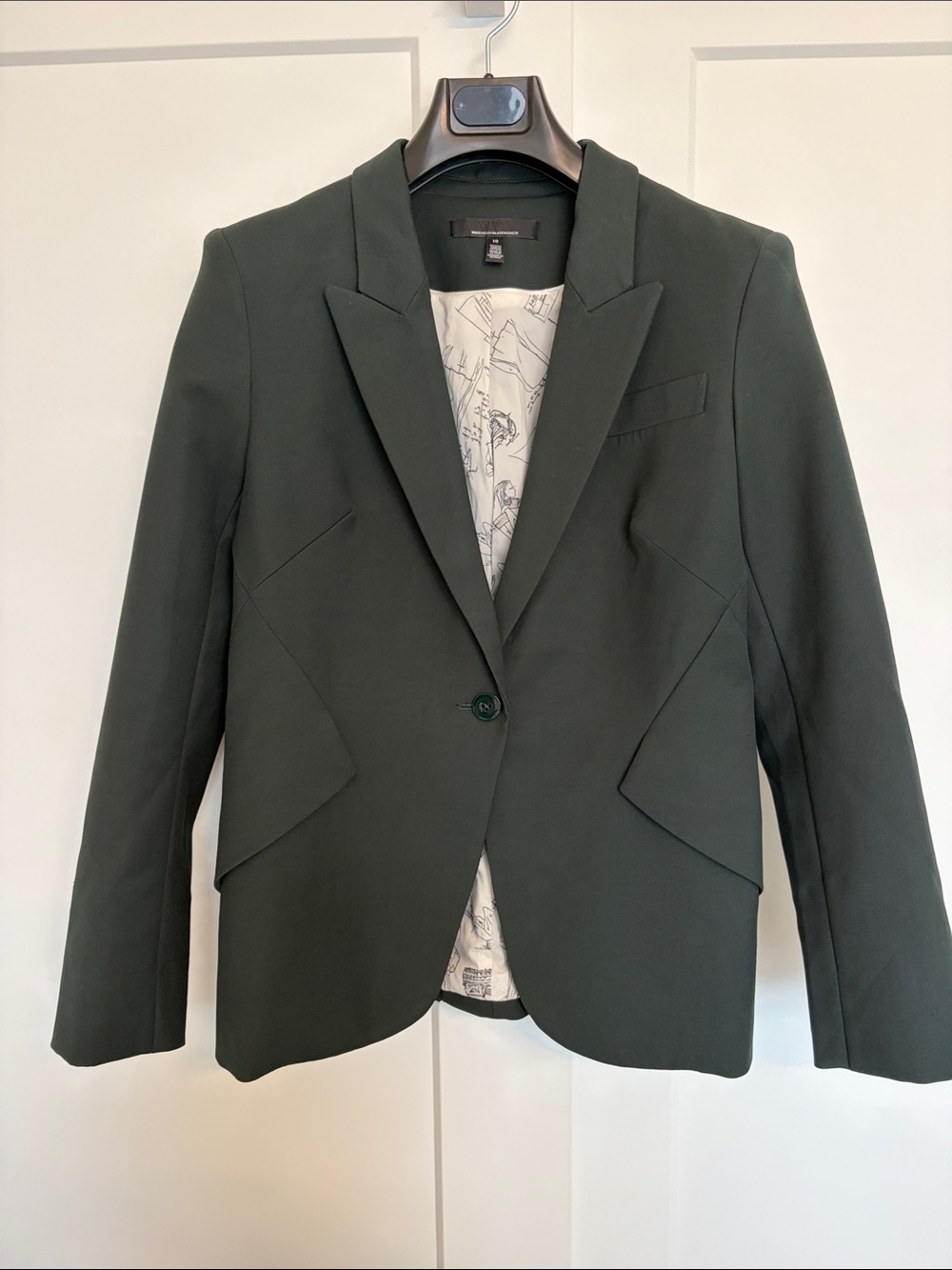 NWOT White House Black Market Dark Green Single-Button Blazer